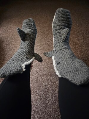 Crocheted Shark Slipper Socks made to order - image1